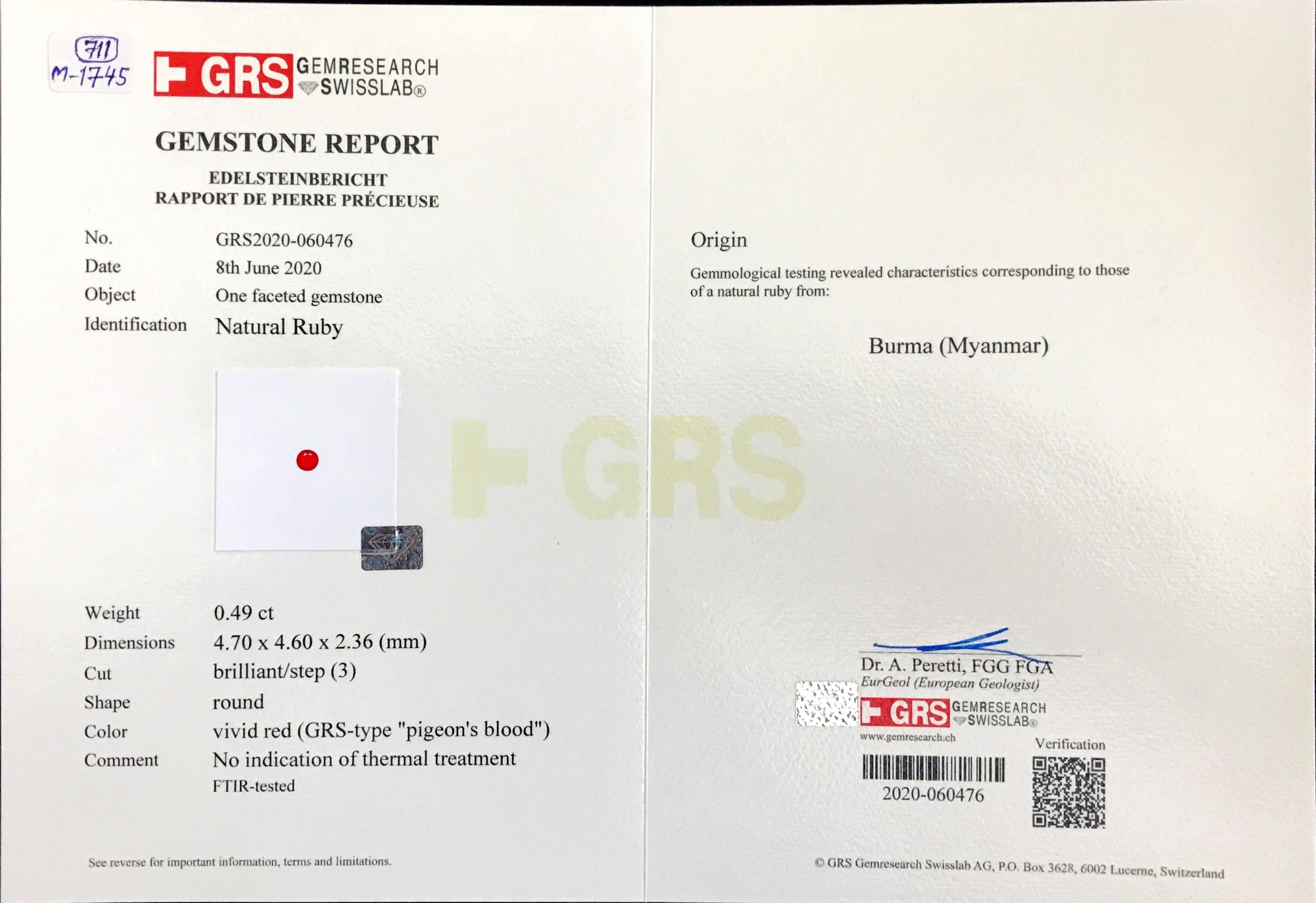 GRS Certified 5.04 Carat Ruby and Diamond 18 Karat Gold Earring 1