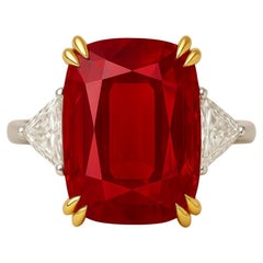GRS Certified 5.05 Carat Unheated Mozambique Ruby and Diamond Platinum Ring