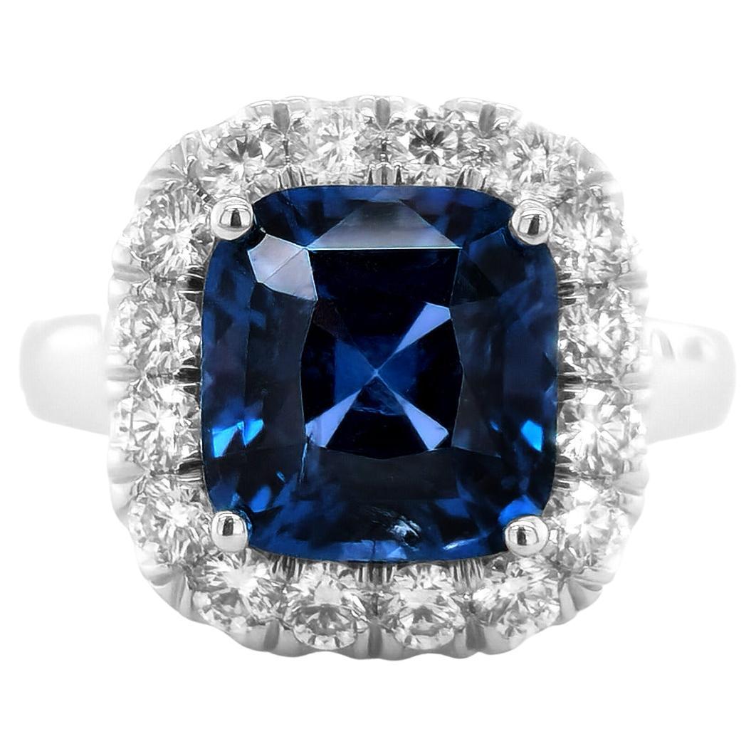 GRS Certified 5.15 Carat Tanzanian Cobalt Spinel Diamond 18K White Gold Ring For Sale