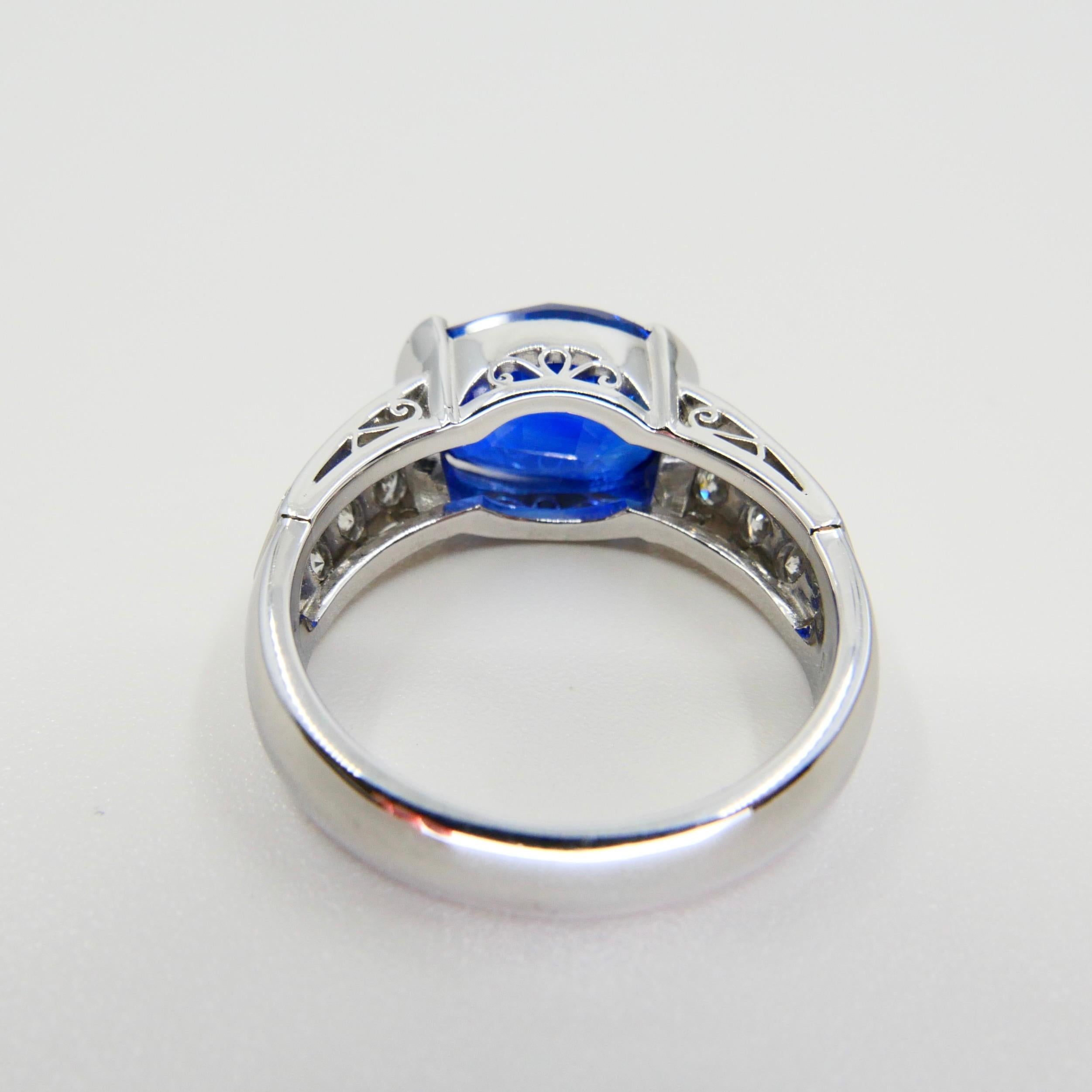 GRS Certified 5.22 Carat Ceylon Royal Blue Sapphire & Diamond Cocktail Ring 6