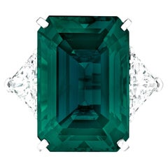 GRS Certified 5.42 Carat Green Emerald Insignificant OIL Diamond Ring