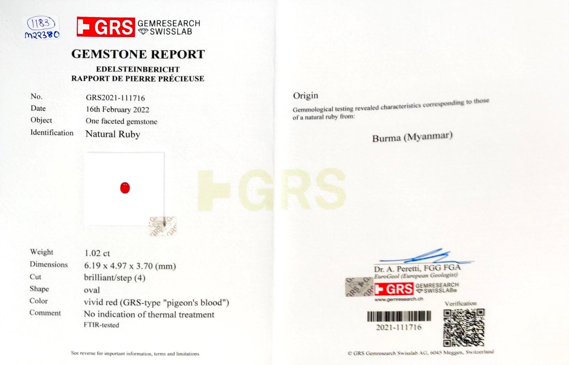 da uomo o donna Orecchini di diamanti di rubino di Birmania certificati GRS da 5,50 carati con sangue di piccione senza calore in 18 carati in vendita