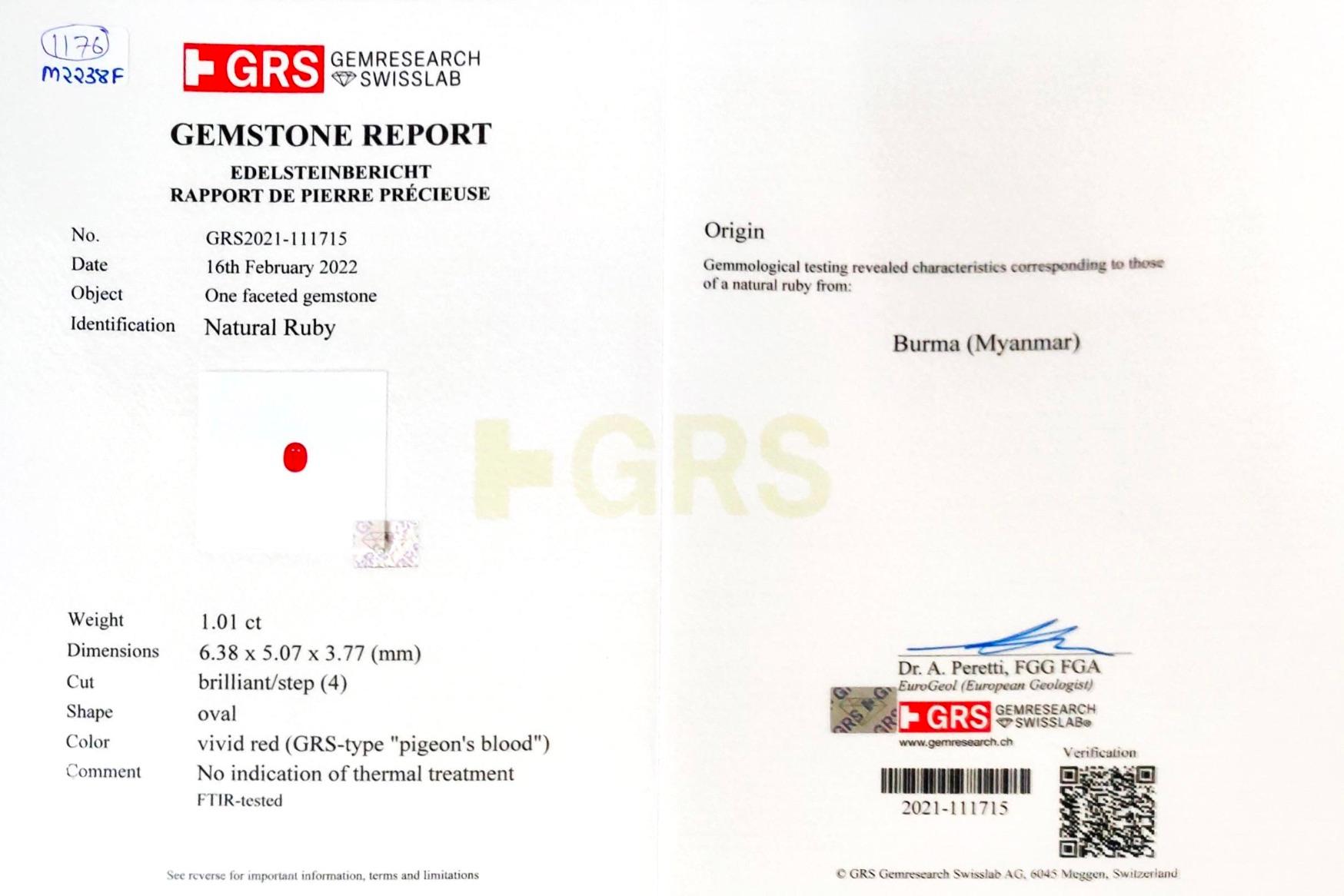 Orecchini di diamanti di rubino di Birmania certificati GRS da 5,50 carati con sangue di piccione senza calore in 18 carati in vendita 1