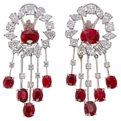 GRS Pendientes de diamantes de rubí de sangre de paloma de Birmania sin calor de 5,50 quilates certificados en 18 quilates