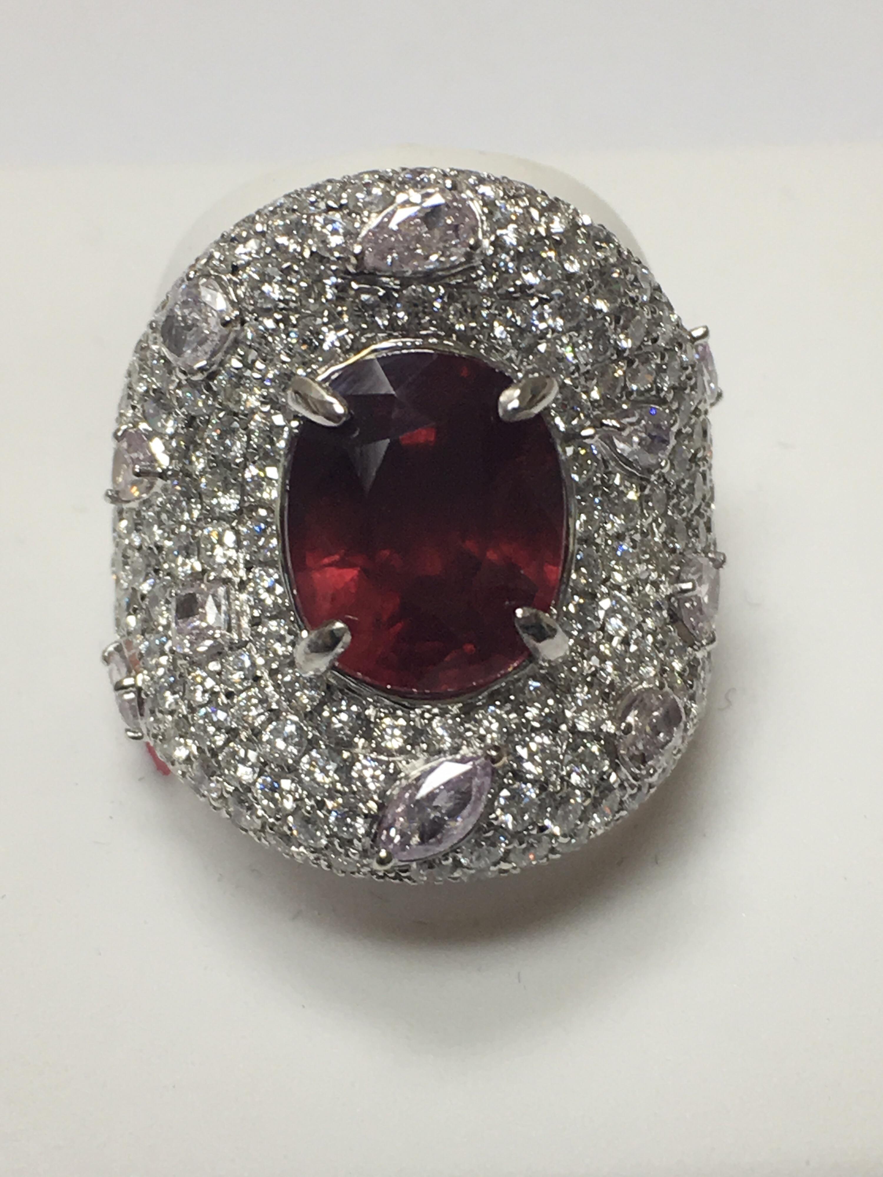 GRS Certified 5.52 Carat Natural Ruby Diamond Ring 1