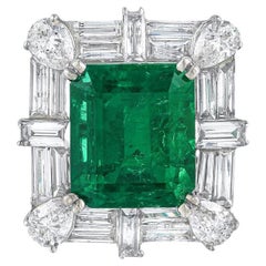 GRS Certified 5.53 Ct, Vivid Green, Muzo Colombian Emerald Ring