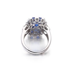 GRS Certified 5.54 Carat Royal Blue No Heat Burma Blue Sapphire Diamond Ring