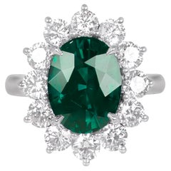 GRS Certified 7.33 Carat Green Emerald Diamond Platinum Ring