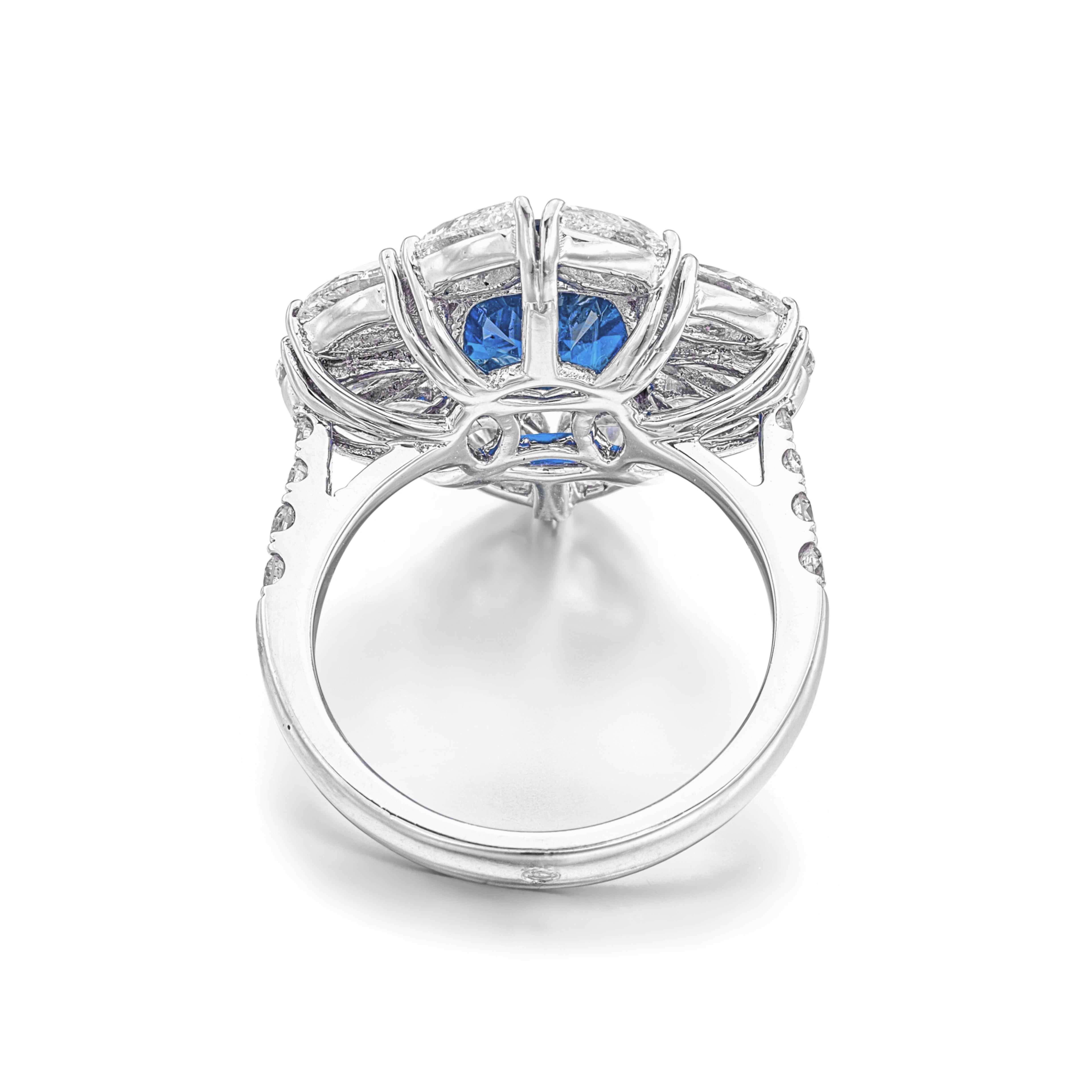 Contemporain Certifié GRS 5.65 ct. Bague saphir non traité et diamant en vente