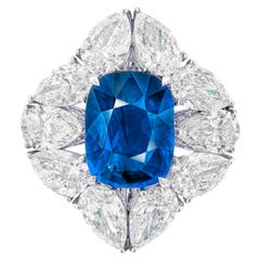 GRS Certified 5.65 Ct. Untreated Sapphire Diamond Ring