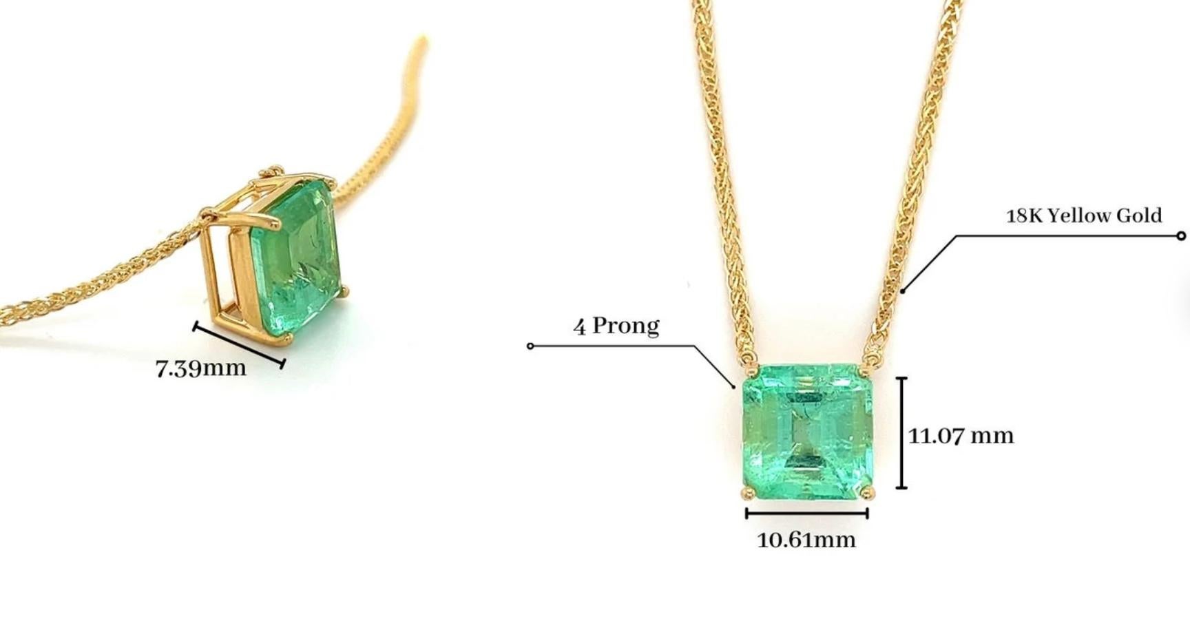 GRS Certified 5.83 Carat Colombian Emerald in 18K Floating Solitaire Necklace For Sale 5