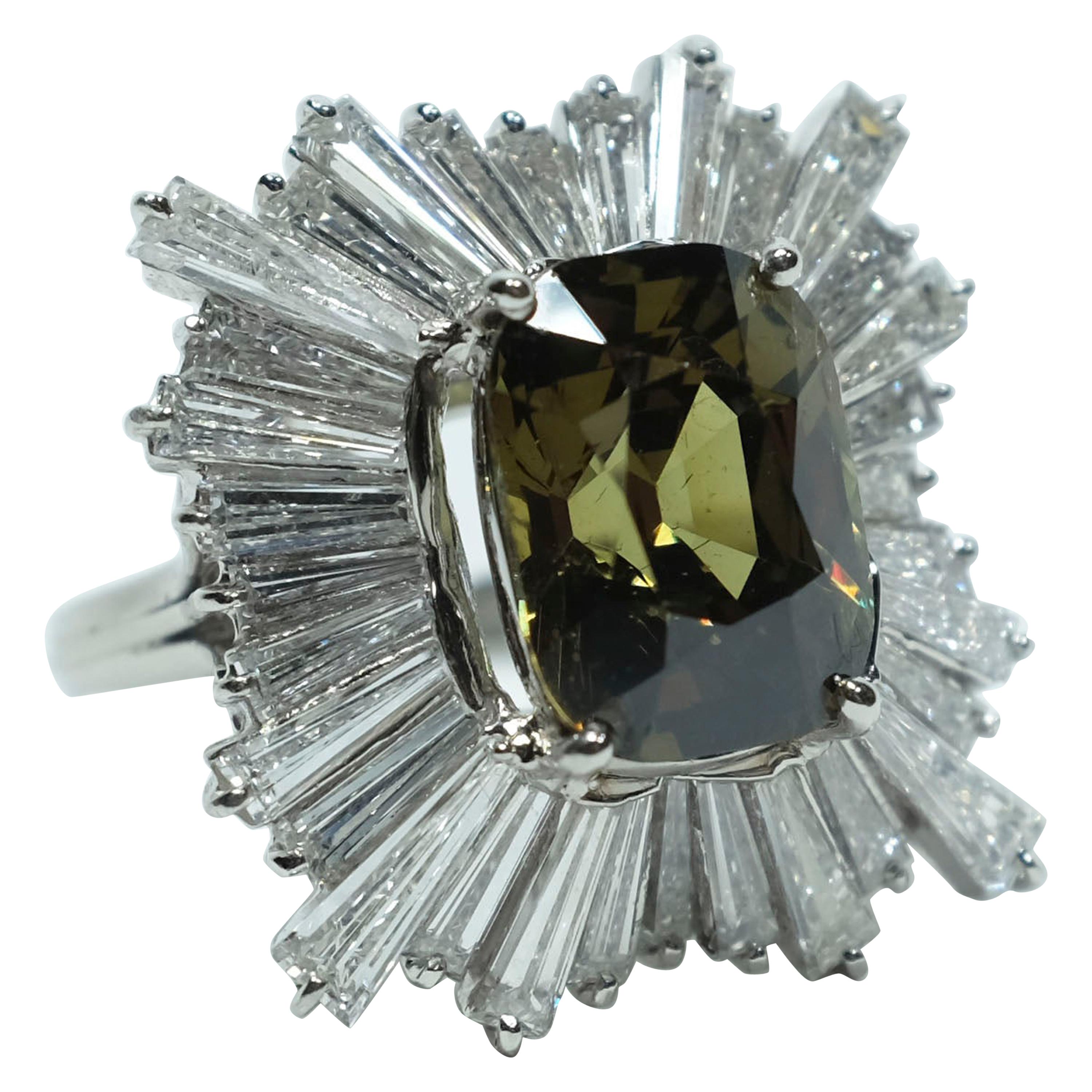 5.84 Carat Demantoid Garnet "Ballerina Ring" For Sale