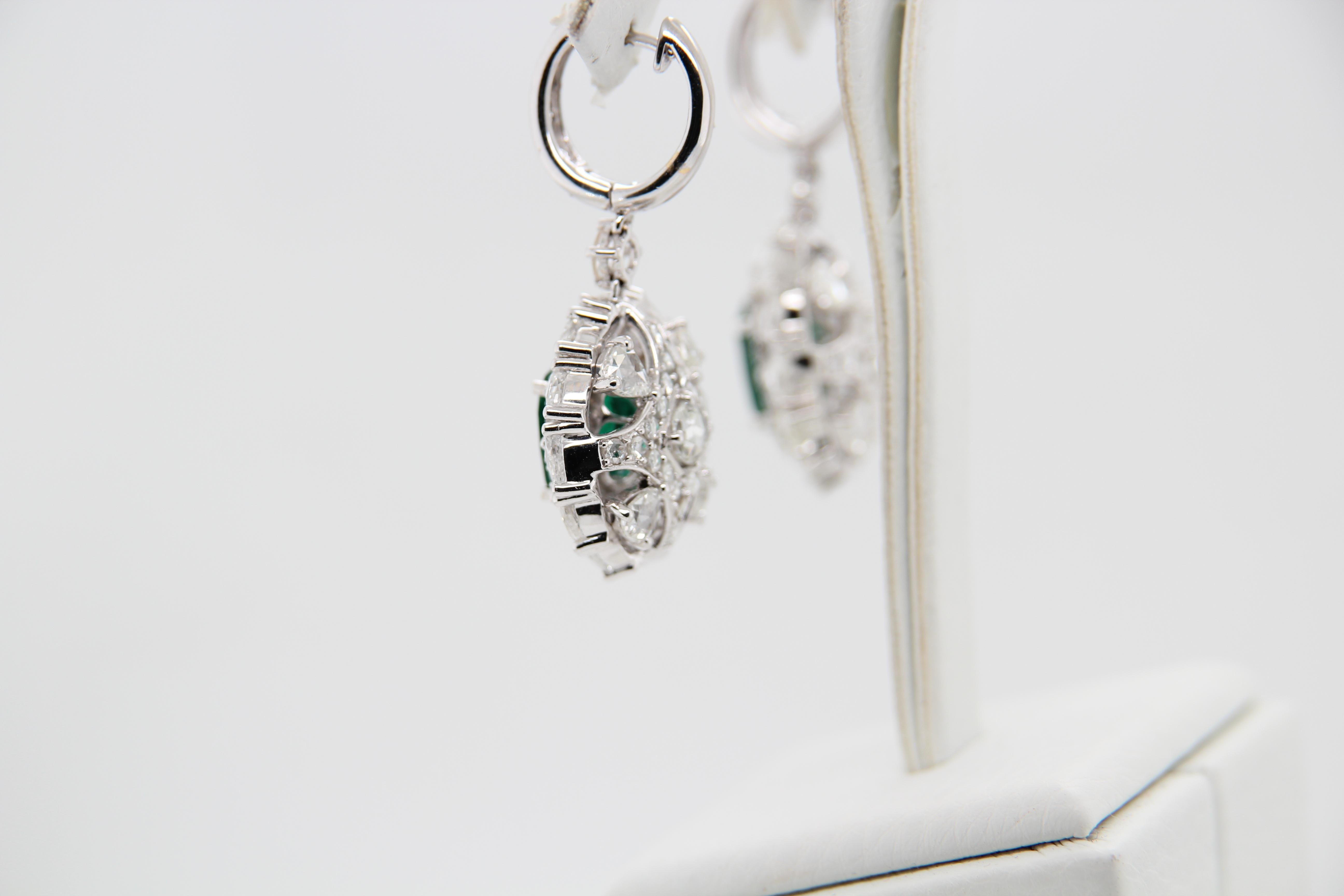 GRS Certified 5.87 Zambian Emerald and Diamond Dangling Earring 1