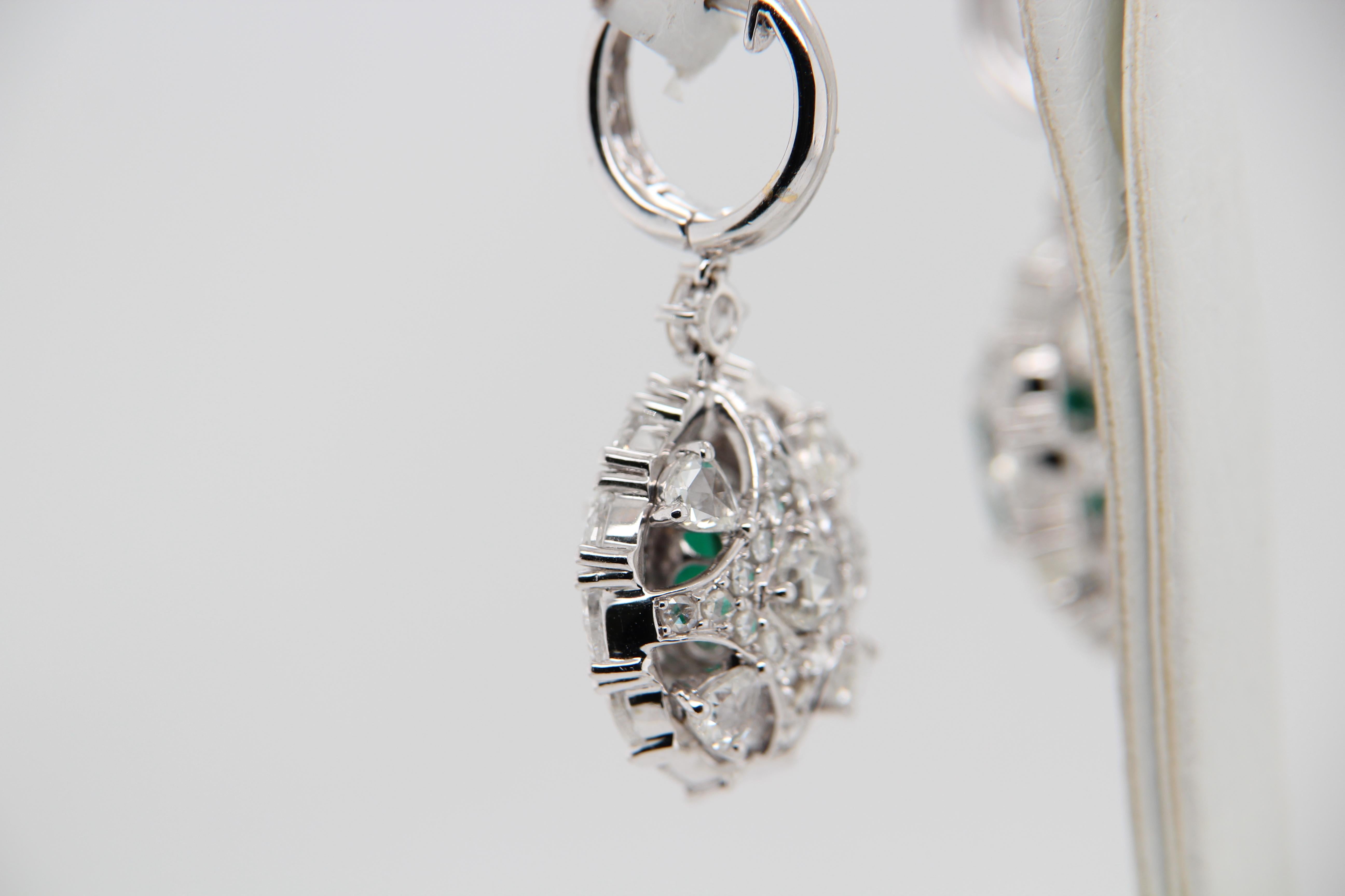 GRS Certified 5.87 Zambian Emerald and Diamond Dangling Earring 2