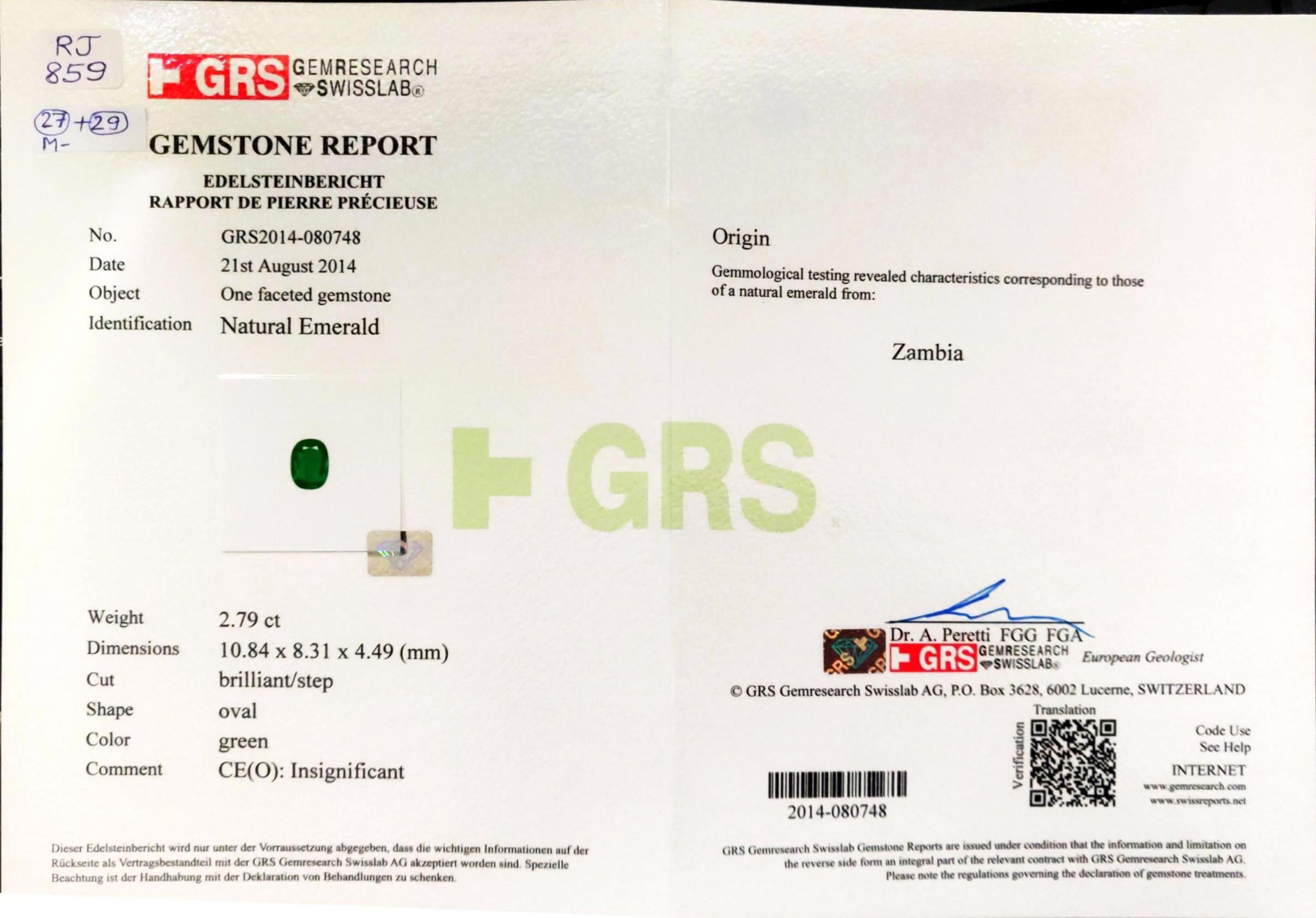 GRS Certified 5.87 Zambian Emerald and Diamond Dangling Earring 3
