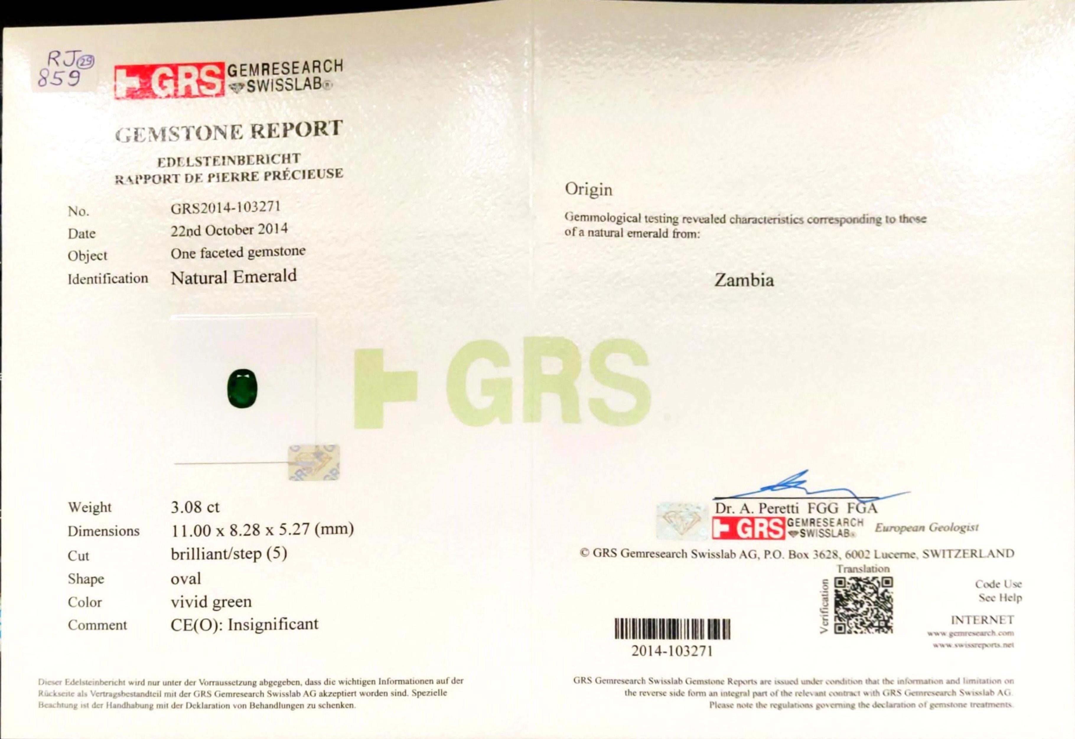 GRS Certified 5.87 Zambian Emerald and Diamond Dangling Earring 4