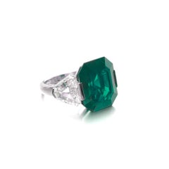 GRS Certified 5.88 Carat VIVID GREEN Emerald Diamond Ring