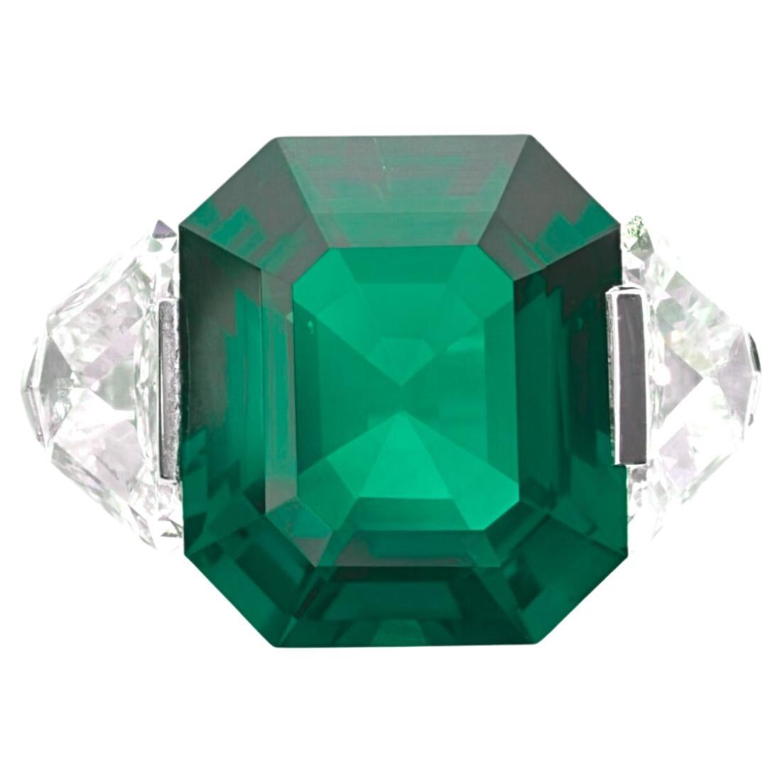 GRS Certified 5.88 Carat VIVID GREEN Emerald Diamond Ring