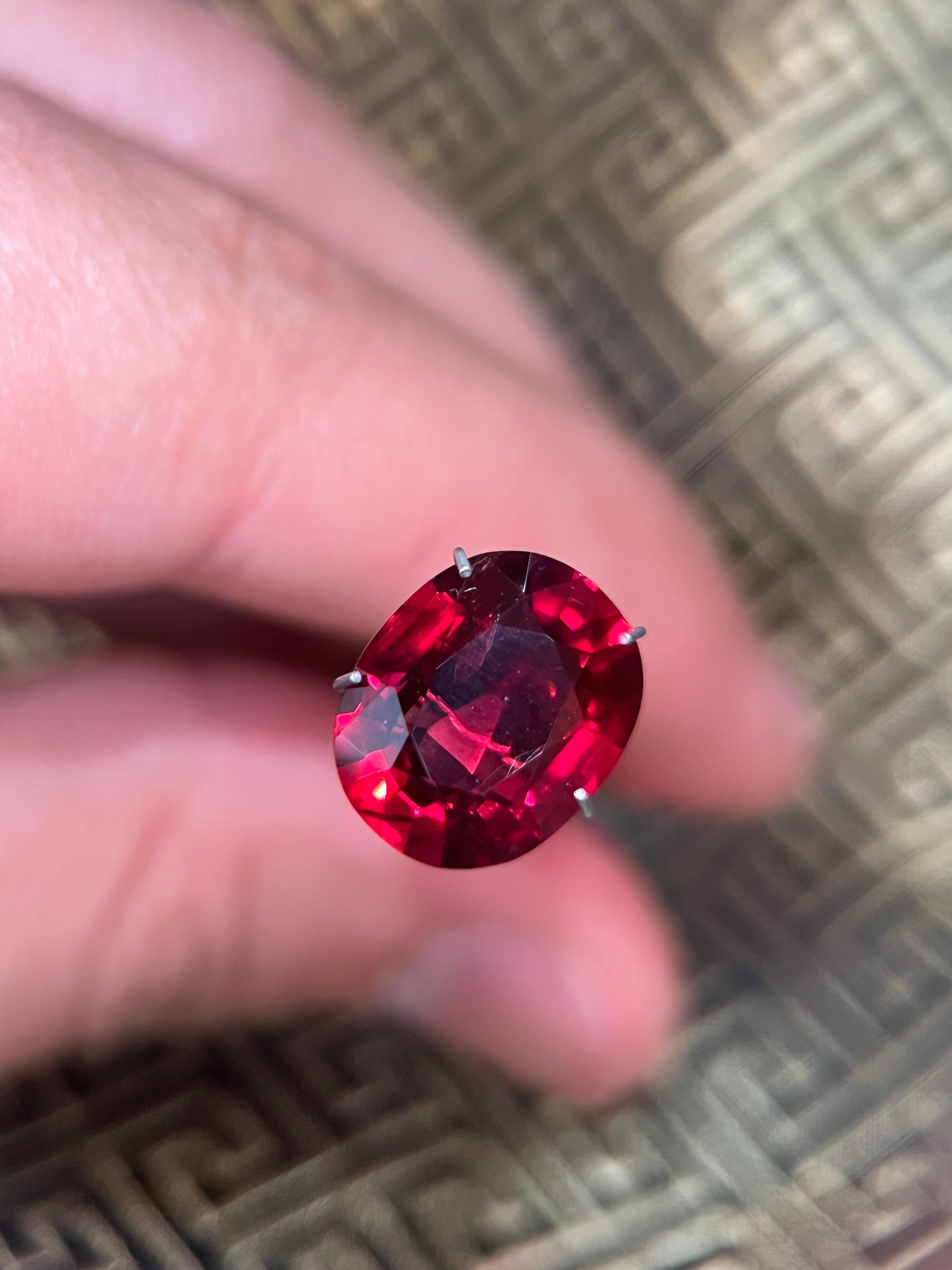 GRS Certified 5.94 Carat No Heat Vivid Orangy-Red Loose Ruby For Sale 1