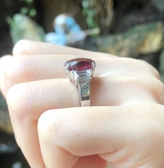 GRS Certified 5cts Ruby with Diamond Ring set in Platinum 950 Settings