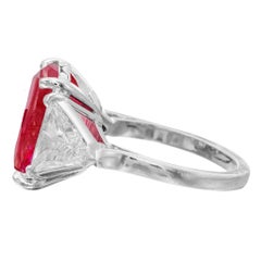 GRS Certified 6 Carat Oval Cut Ruby and Diamond Platinum Ring