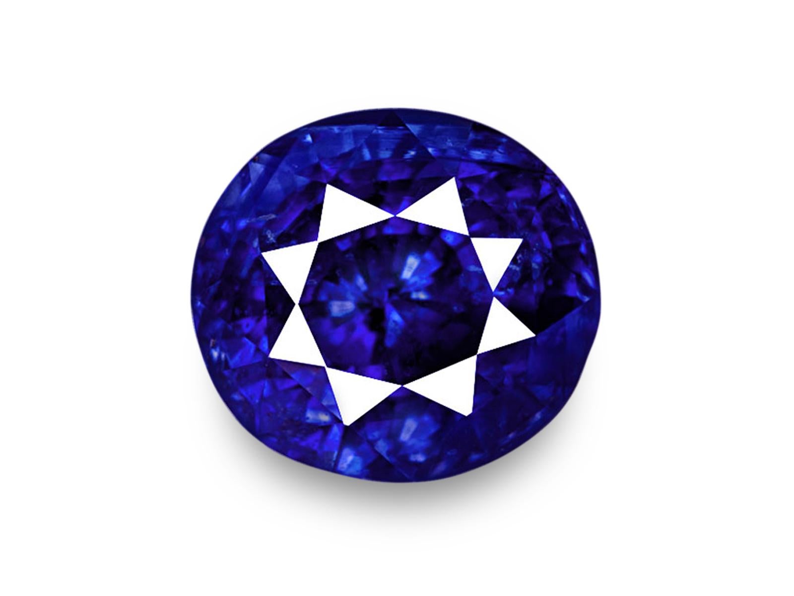 Taille ovale Bague en or 18 carats avec saphir bleu VIVID certifié GRS et diamant non chauffé de 6 carats en vente