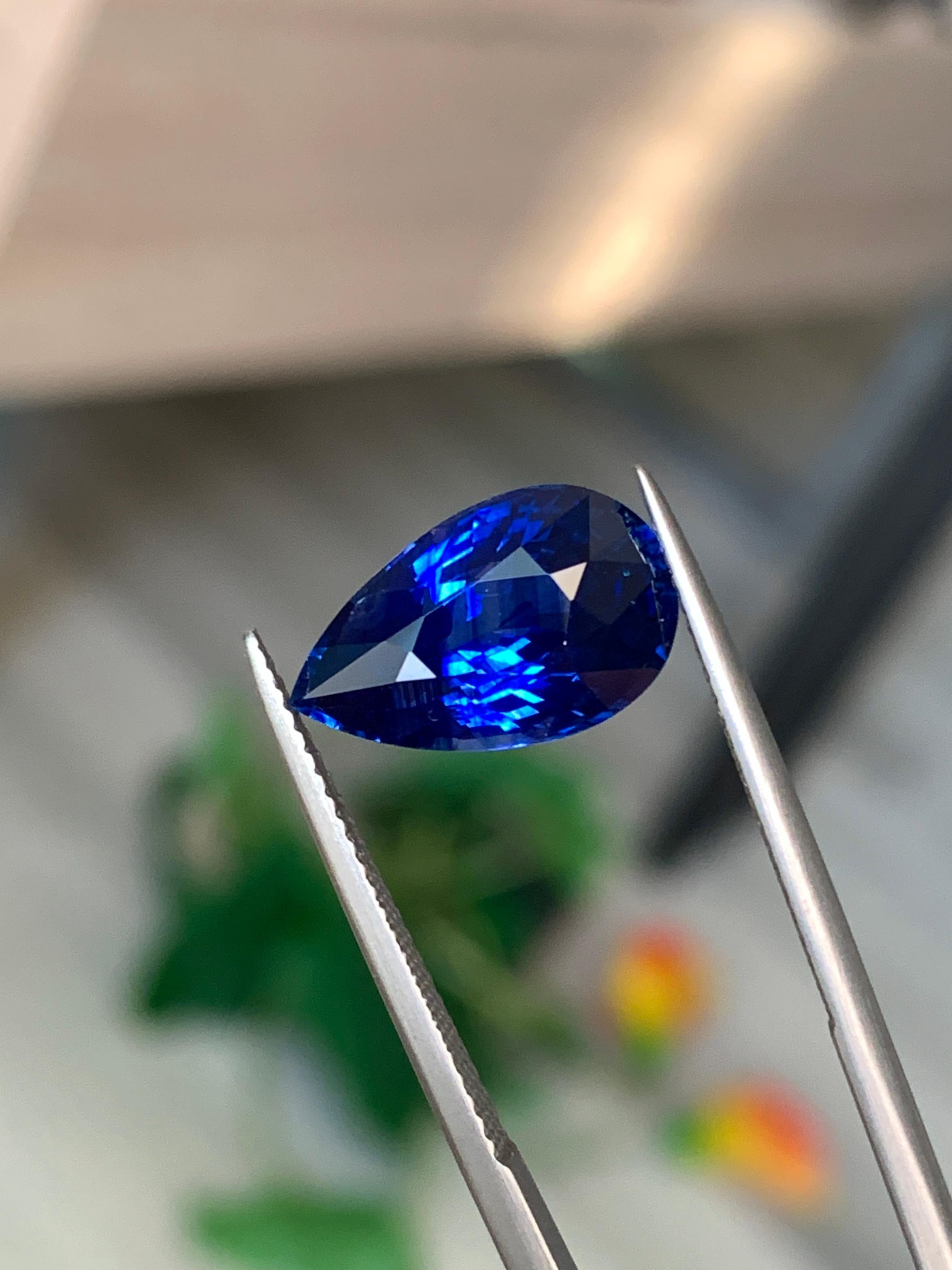 ITEM DESCRIPTION: 
Gem type : Natural Sapphire
Origin: Sri Lanka
Treatment: Heated
Color: Royal Blue
shape: Pear
Size:  6.10 Carats


Royal blue sapphires from Sri Lanka, also known as Ceylon sapphires, are esteemed for their deep, rich blue color