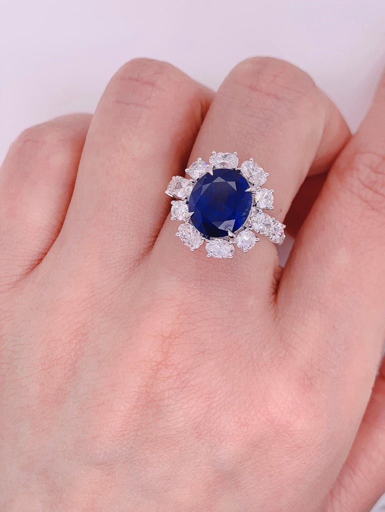 KAHN GRS Certified 6.22 Carat Ceylon Blue Sapphire Ring 'Heated' For ...
