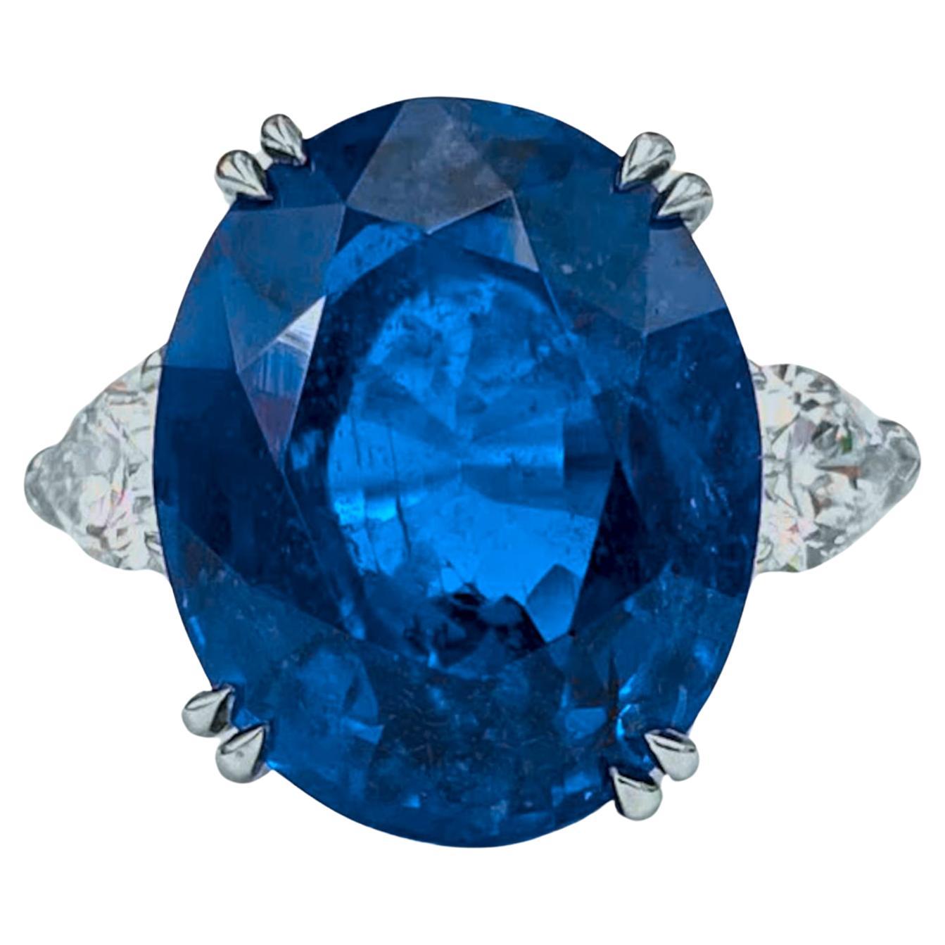Oval Cut GRS Certified 6.24 Carat Blue Sapphire Unheated and Untreated Ring For Sale