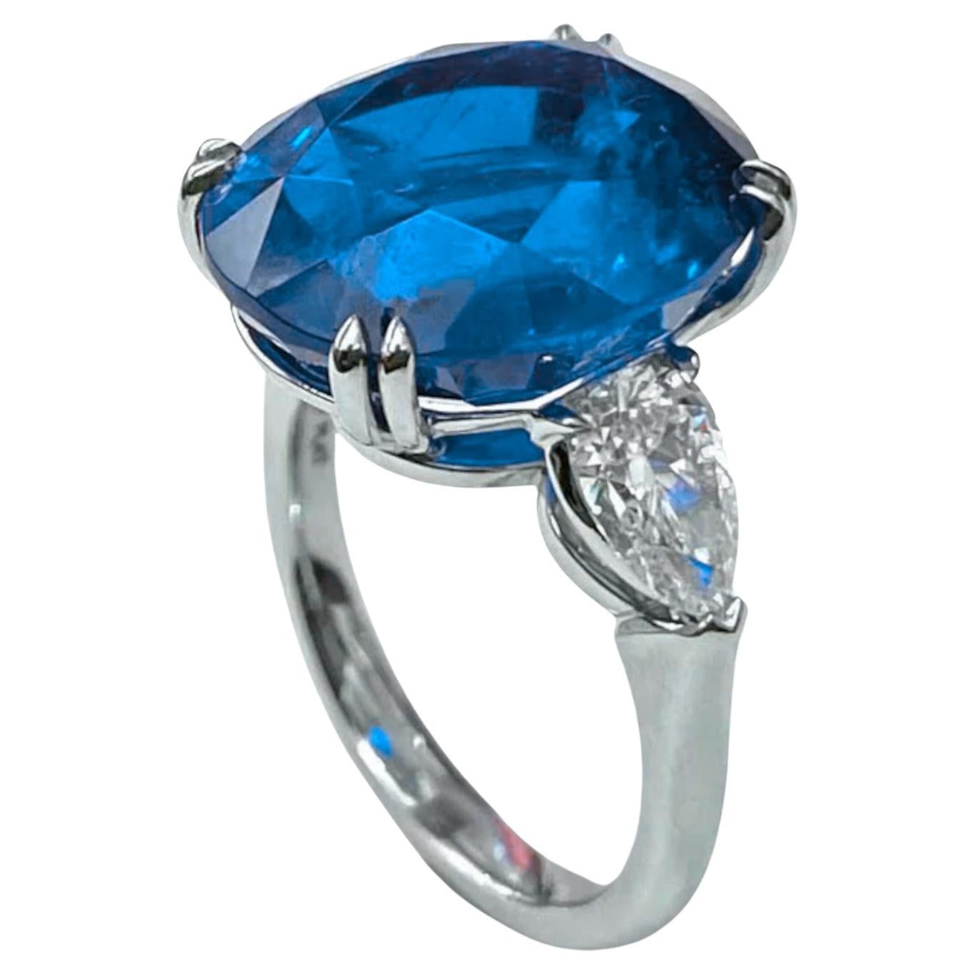 GRS Certified 6.24 Carat Blue Sapphire Unheated and Untreated Ring For Sale