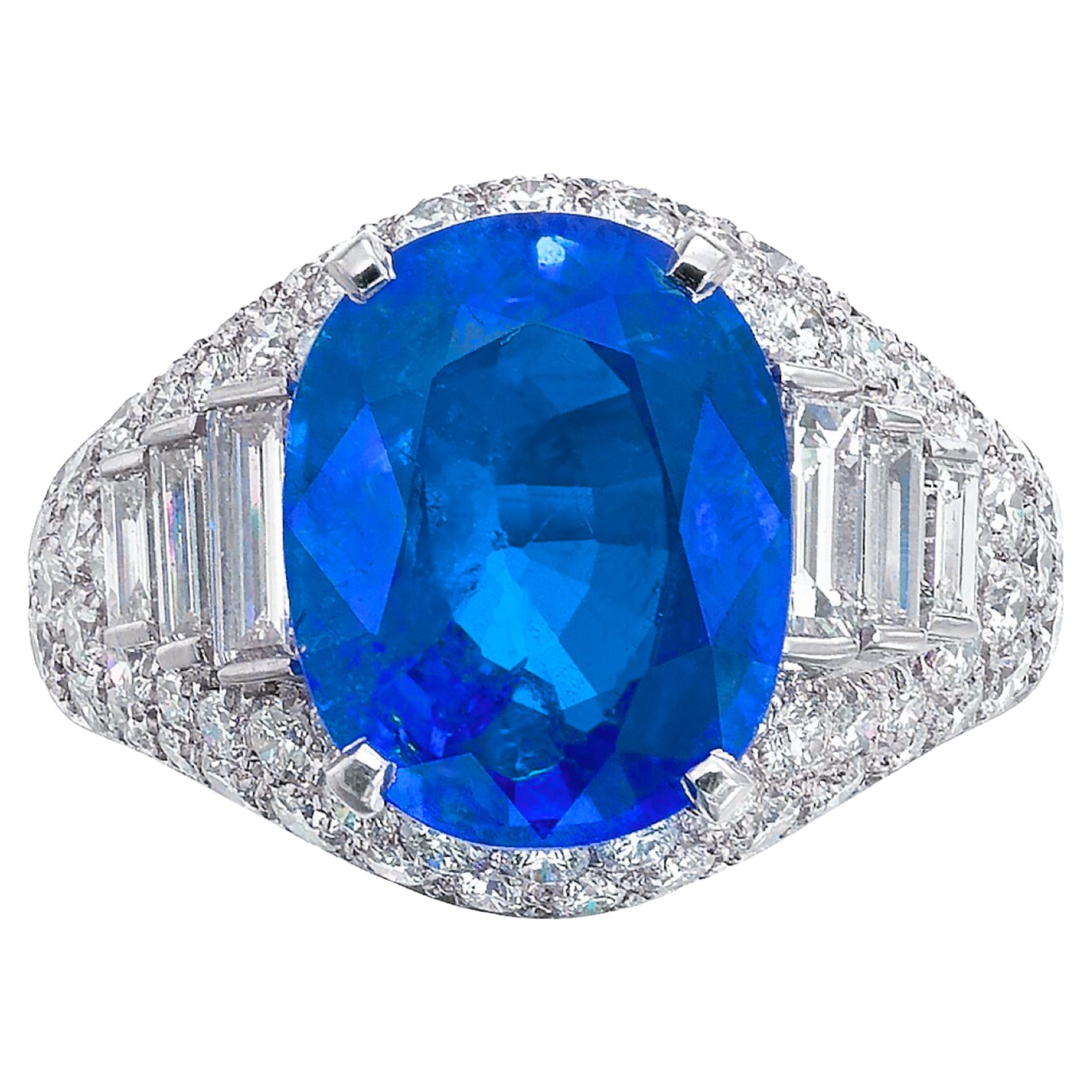 GRS Certified 6.24 Carat NO HEAT Blue Sapphire  Diamond Ring LOOP CLEAN