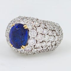 Grs Certified 6.28 Carat Royal Blue Ceylon Sapphire Diamond Flexible Ring