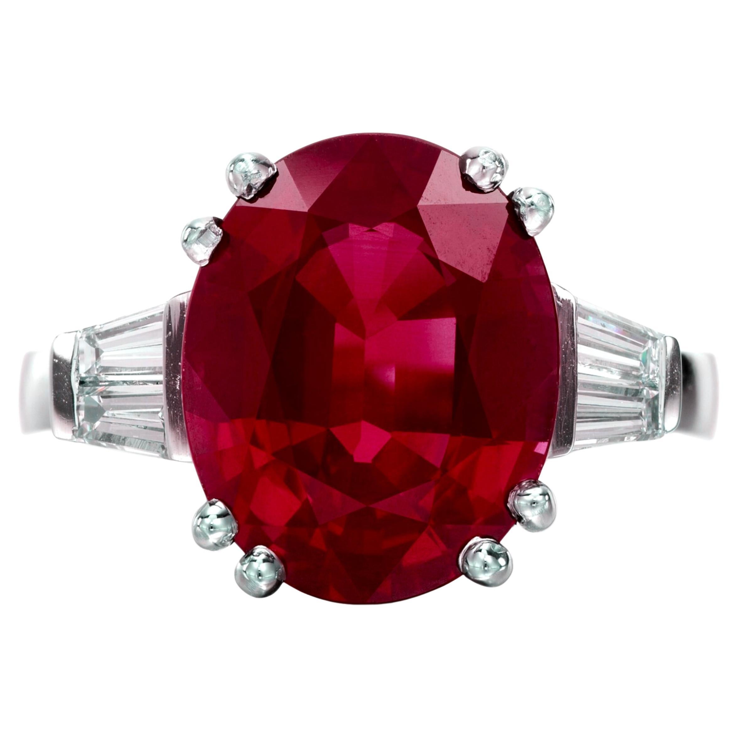 GRS Certificado 6,30 Quilates NO HEAT BURMA Anillo de Diamantes Rubí