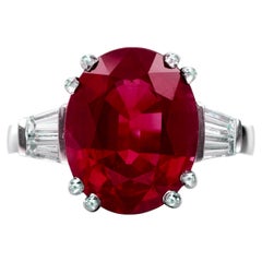 GRS Certificado 6,30 Quilates NO HEAT BURMA Anillo de Diamantes Rubí