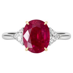 Anillo de platino con diamante rubí birmano de 6,30 quilates sin calor certificado por GRS