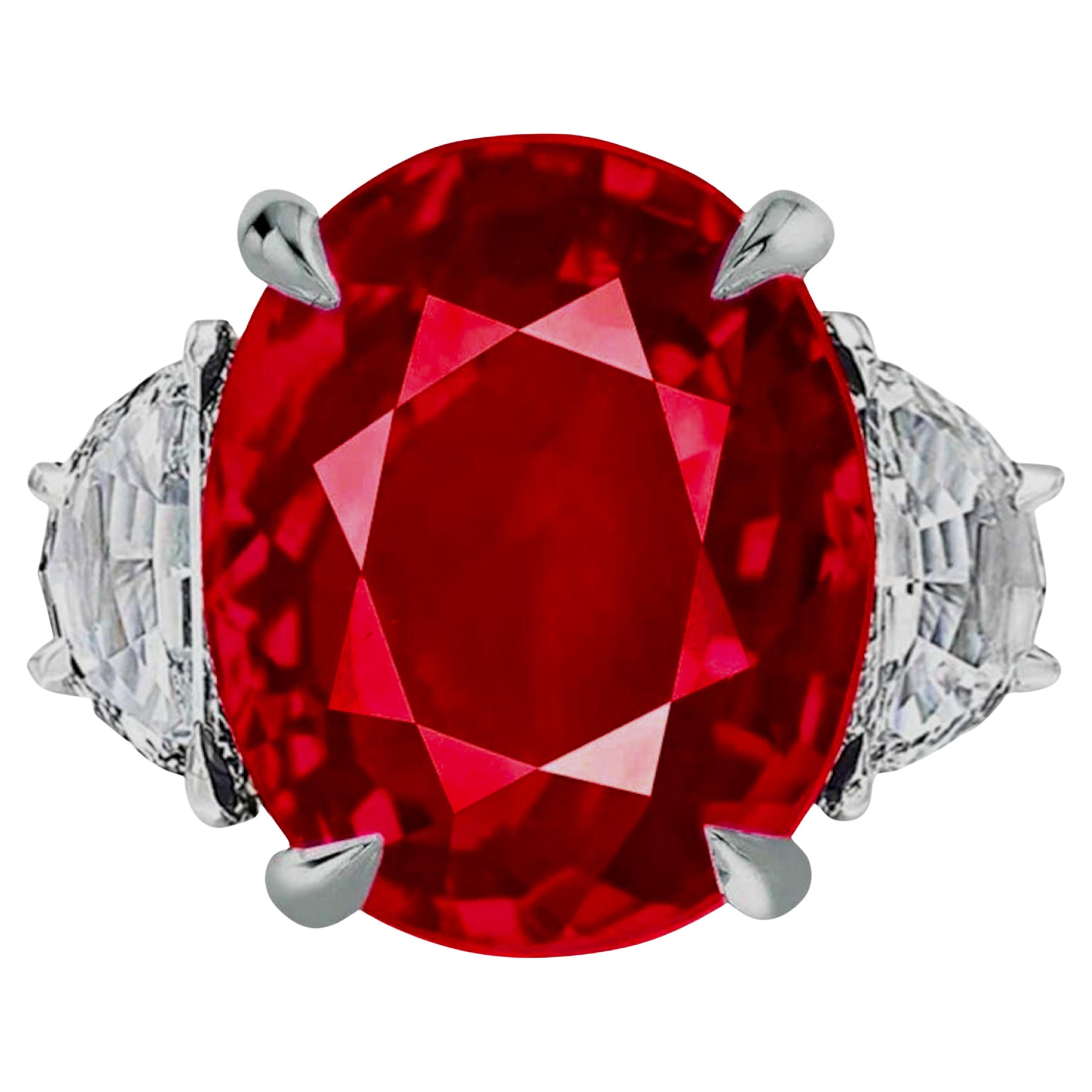 Bague en rubis de BURMESE non traité de 6,30 carats certifié GRS