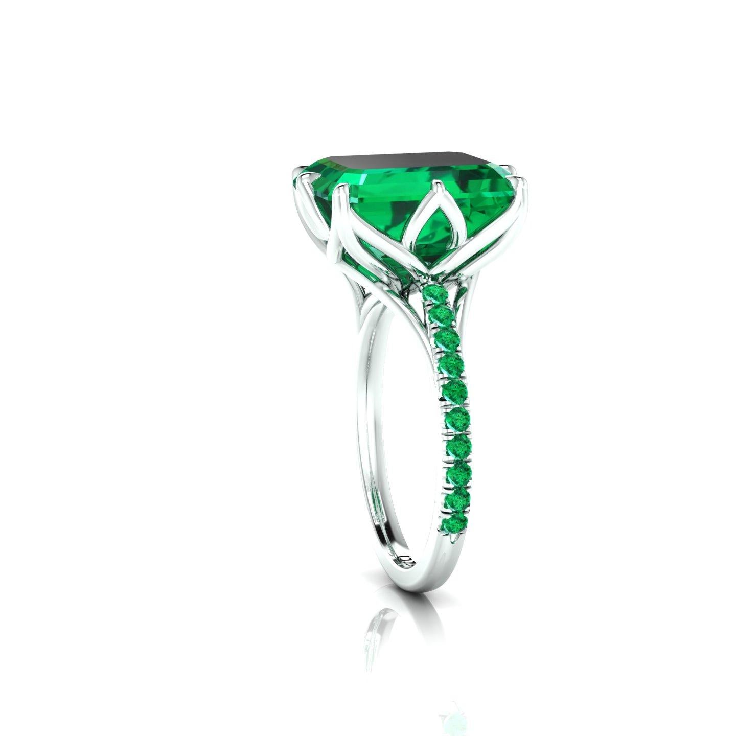 Art Nouveau GRS Certified 6.31 Carat Colombian Emerald in Platinum 950 Ring