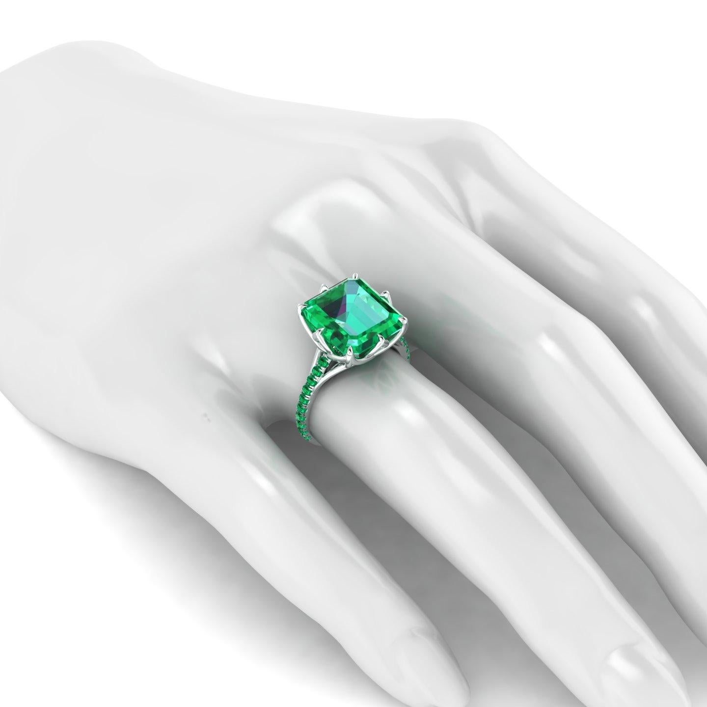 GRS Certified 6.31 Carat Colombian Emerald in Platinum 950 Ring In New Condition In New York, NY