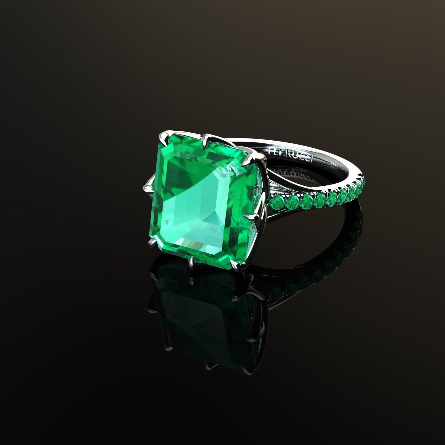 Women's GRS Certified 6.31 Carat Colombian Emerald in Platinum 950 Ring