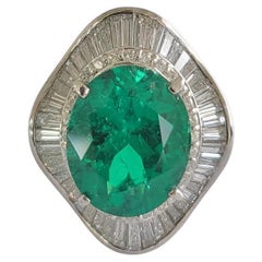 Anello certificato GRS, 6,42 carati, Muzo, smeraldo verde colombiano & diamanti