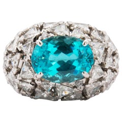 GRS Certified 6.45 Carat Paraiba Tourmaline Diamond Cocktail Ring