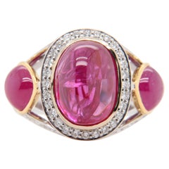 GRS Certified 6.46 Carat No Heat Burmese Ruby and Diamond Ring in 18 Karat Gold