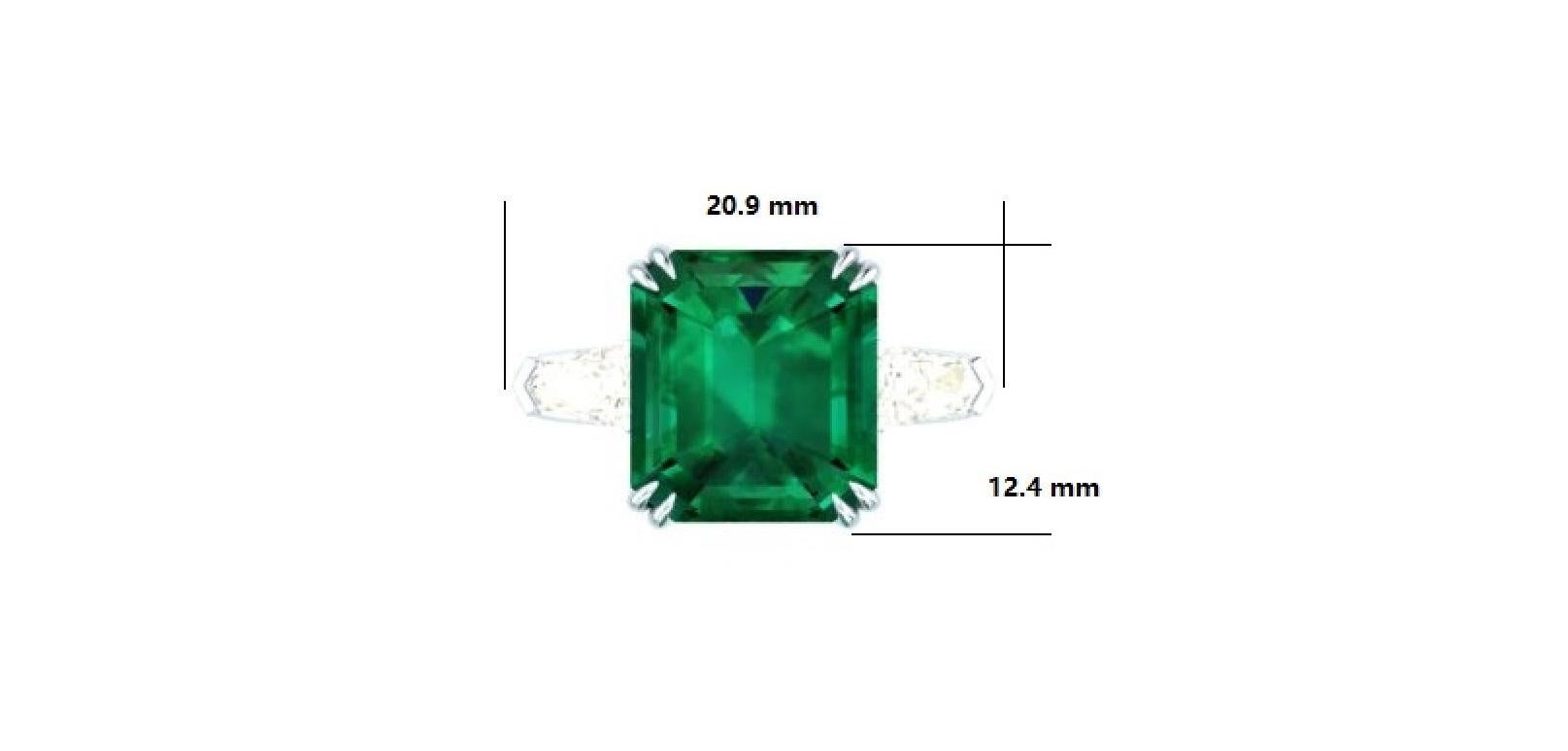 Femenino o masculino Anillo de tres piedras con esmeralda brasileña verde vivo de 6,52 quilates certificada por GRS en venta