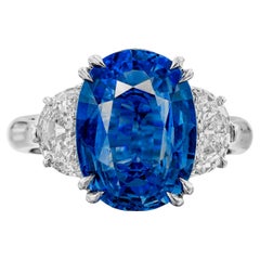 Anillo de zafiro azul CEYLON NO HEAT de 6,57 quilates certificado por GRS