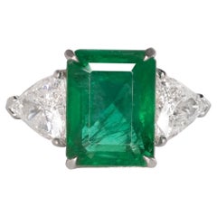 Anello di platino con diamante smeraldo certificato GRS 6,71 carati Greene & Greene Greene MINOR OIL