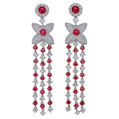 Pendientes de rubí certificado GRS de 6,73 quilates con diamantes en oro blanco de 18 quilates