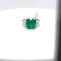 Bague en diamant certifiée GRS, de 6,84 carats, taille coussin, émeraude « Columbine »