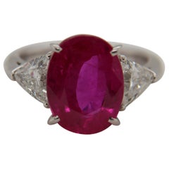GRS Certified 6.97 Carat Burmese Ruby and Diamond Ring