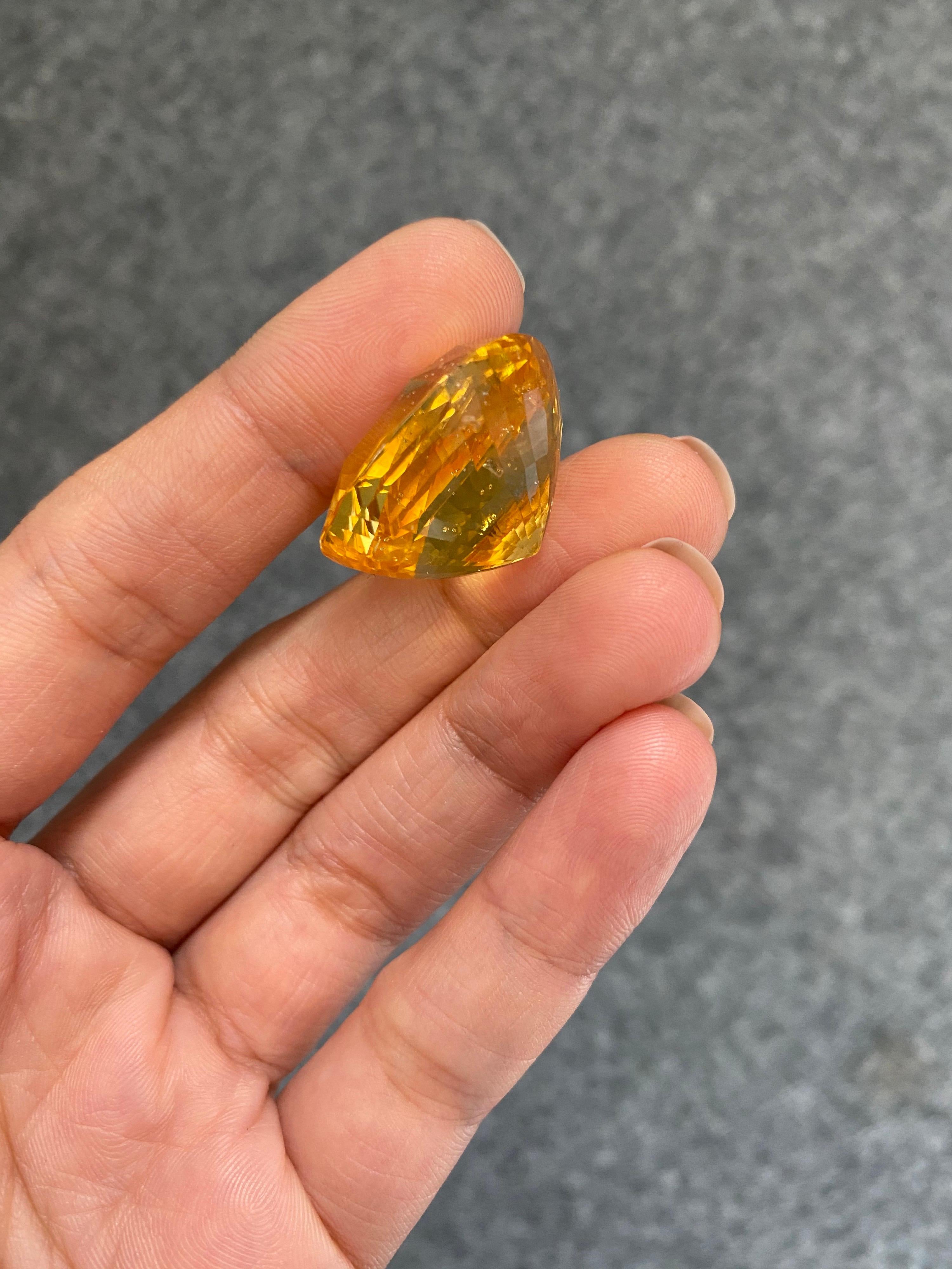 GRS Certified 69.70 Carat Cushion Shape Natural Sri Lankan Yellow Sapphire 6