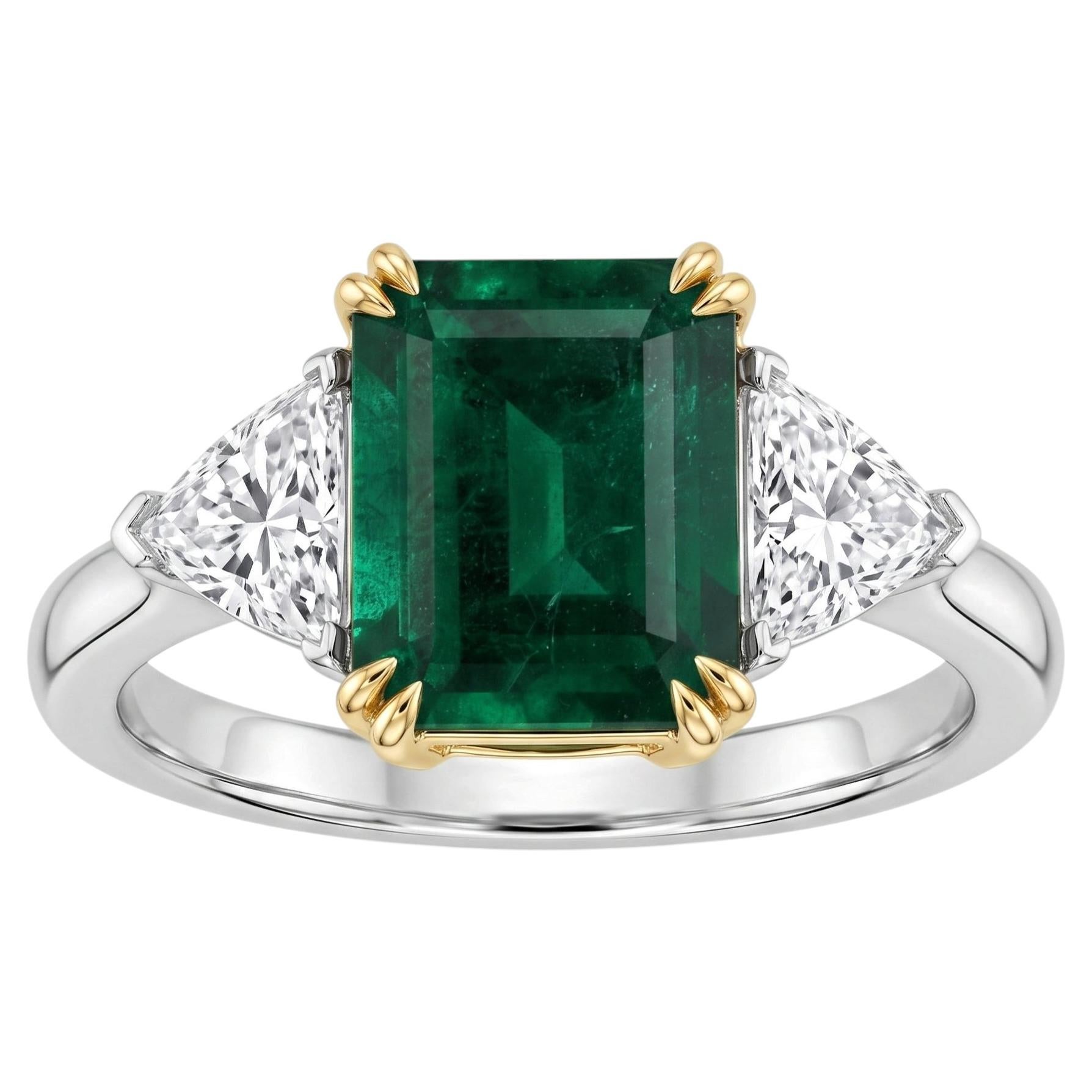GRS Certified 7 Carat Emerald Made-to-Order Three-Stone Ring